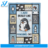 Penguin Blanket, I Just Really Like Penguins Fleece Blanket