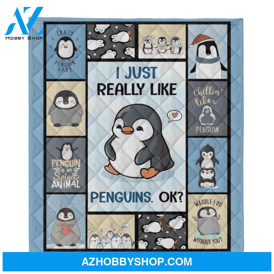 Penguin Blanket, I Just Really Like Penguins Fleece Blanket