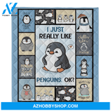Penguin Blanket, I Just Really Like Penguins Fleece Blanket