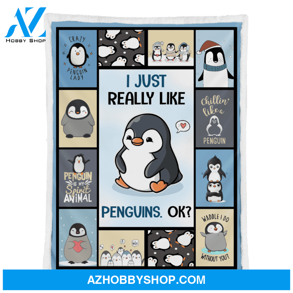Penguin Blanket, I Just Really Like Penguins Fleece Blanket