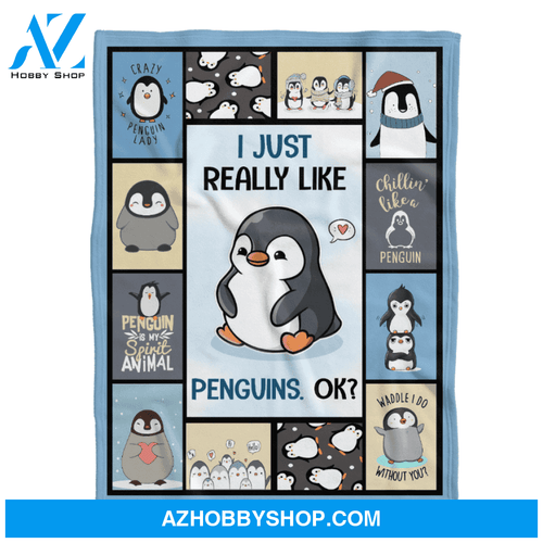 Penguin Blanket, I Just Really Like Penguins Fleece Blanket
