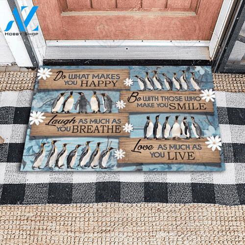 PENGUIN DO WHAT YOU LOVE Indoor And Outdoor Doormat Warm House Gift Welcome Mat Gift For Penguin Lovers