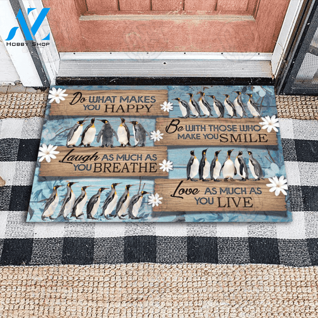 PENGUIN DO WHAT YOU LOVE Indoor And Outdoor Doormat Warm House Gift Welcome Mat Gift For Penguin Lovers Family Gift Birthday Gift