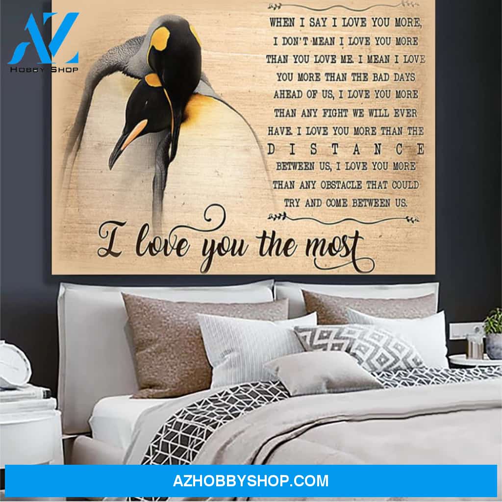 Penguin I Love You The Most Canvas Print Wall Art - Matte Canvas