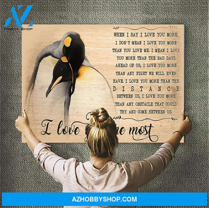 Penguin I Love You The Most Canvas Print Wall Art - Matte Canvas
