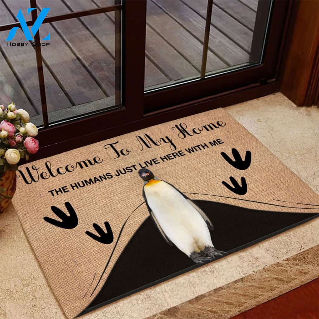 Penguin Just Live Here With Me Doormat Welcome Mat House Warming Gift Home Decor Funny Doormat Gift Idea