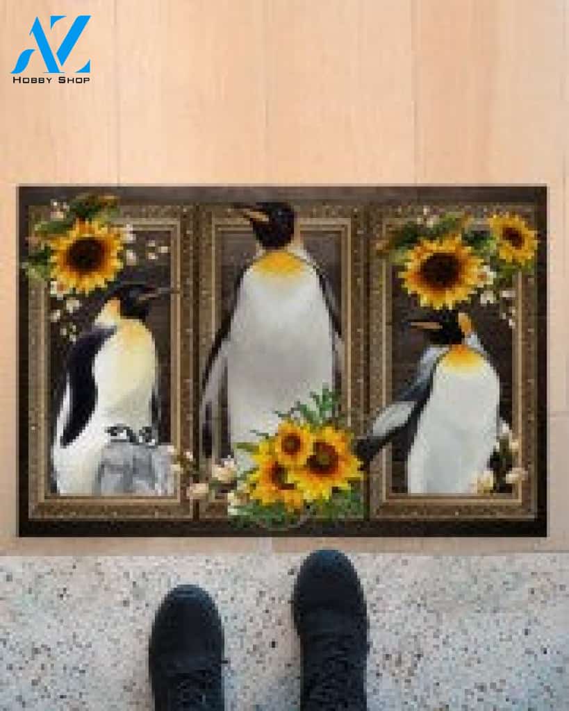 Penguin Lovely Sunflowers Gift For You Doormat