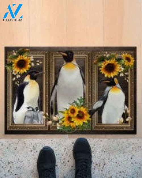 Penguin Lovely Sunflowers Gift For You Doormat