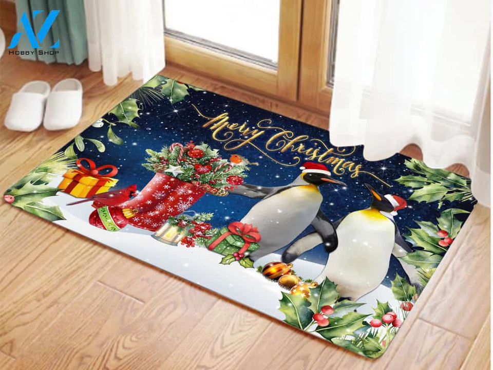 Penguin Merry Christmas Doormat | Welcome Mat | House Warming Gift