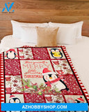 Penguin Merry Little Christmas Fleece Blanket Gift For Penguin lovers Gift For Friend Home Decor Bedding Couch Sofa Soft And Comfy Cozy