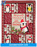 Penguin Merry Little Christmas Fleece Blanket Gift For Penguin lovers Gift For Friend Home Decor Bedding Couch Sofa Soft And Comfy Cozy