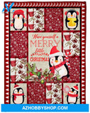 Penguin Merry Little Christmas Fleece Blanket Gift For Penguin lovers Gift For Friend Home Decor Bedding Couch Sofa Soft And Comfy Cozy