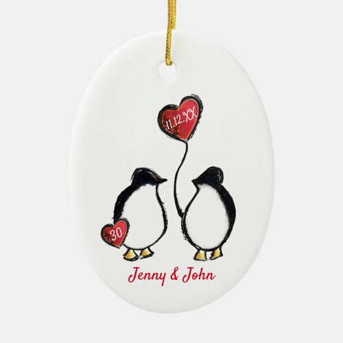 Penguin 30Th Pearl Wedding Anniversary Ceramic Ornament
