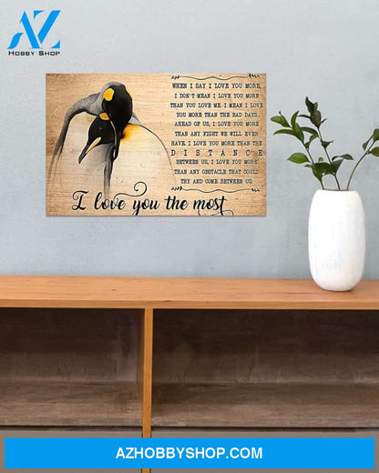 Penguins I Love You The Most Wall Hanging, Wall Decor Visual Art