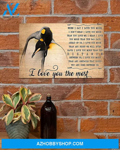 Penguins I Love You The Most Wall Hanging, Wall Decor Visual Art