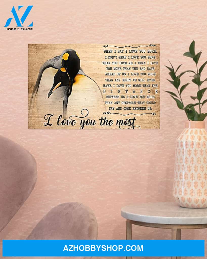 Penguins I Love You The Most Wall Hanging, Wall Decor Visual Art