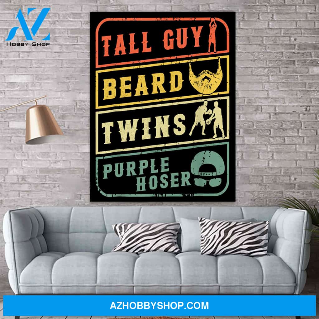 Perfect Gift For Kids Dude Tall Guy Beard Twins Purple Hose Canvas Print Wall Art - Matte Canvas