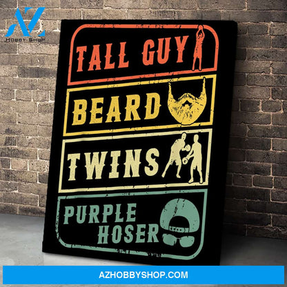 Perfect Gift For Kids Dude Tall Guy Beard Twins Purple Hose Canvas Print Wall Art - Matte Canvas