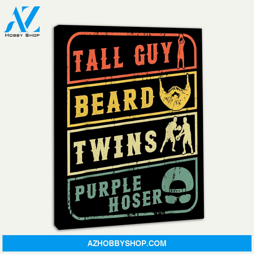 Perfect Gift For Kids Dude Tall Guy Beard Twins Purple Hose Canvas Print Wall Art - Matte Canvas