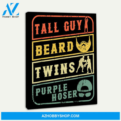 Perfect Gift For Kids Dude Tall Guy Beard Twins Purple Hose Canvas Print Wall Art - Matte Canvas