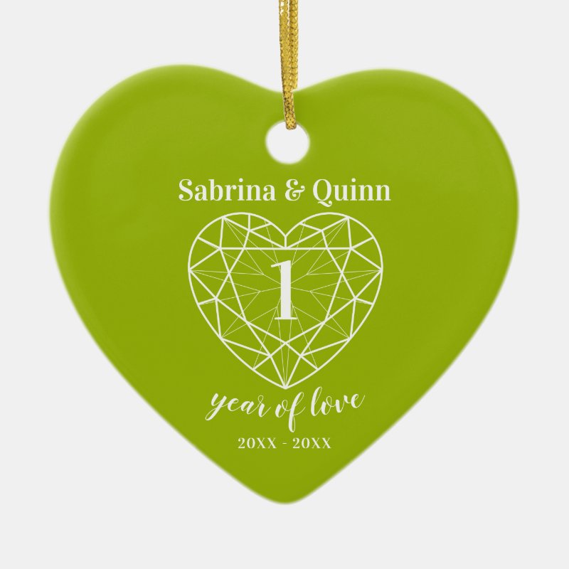 Peridot 1St Wedding Anniversary Green Photo Ceramic Ornament