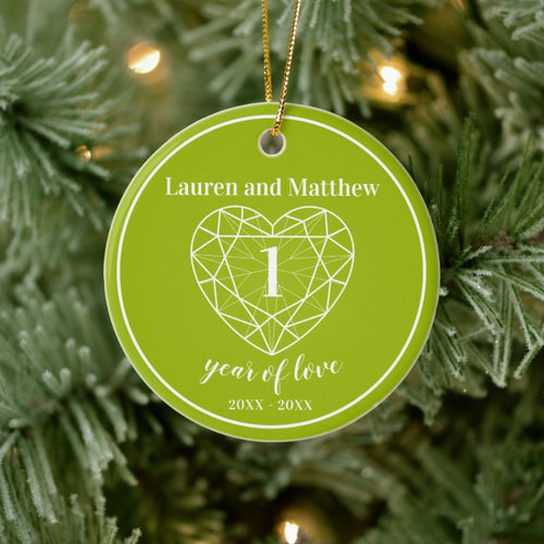 Peridot 1St Wedding Anniversary Photo On Reverse Ceramic Ornament