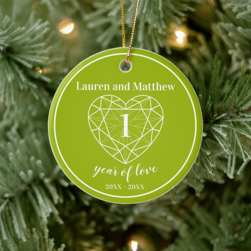 Peridot 1St Wedding Anniversary Photo On Reverse Ceramic Ornament