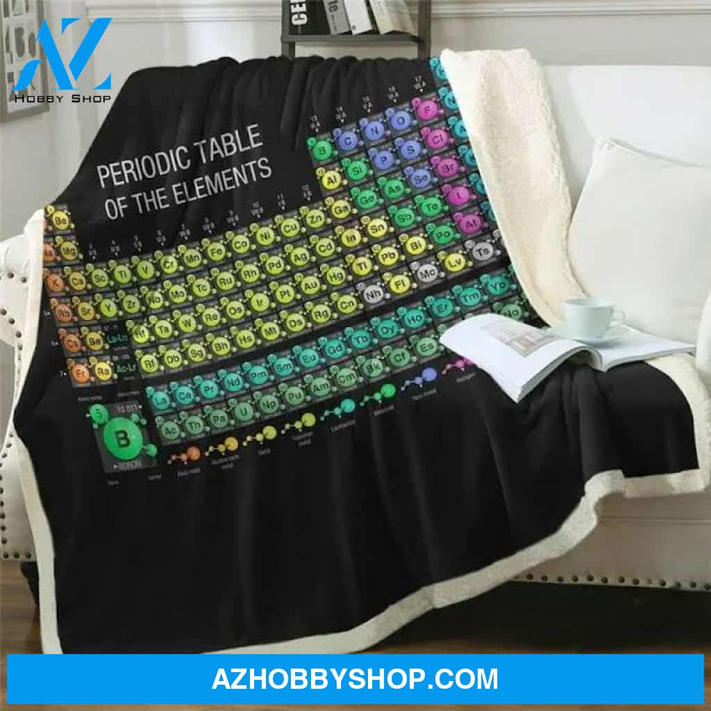 Periodic Table Science School Sherpa Plush Throw Fleece Blanket Home Decor Bedding Couch Sofa Soft And Comfy Cozy Gift For Students Teacher