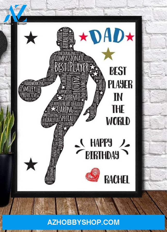 Personaliezd Canvas And Poster, BASKET BALL, Happy Birthday Papa Canvas And Poster, Canvas Painting, Wall Decor Visual Art, Gift Father's Day