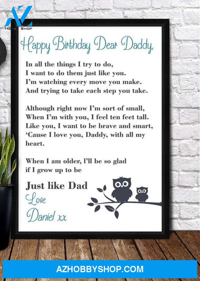 Personaliezd Canvas And Poster, Love You Daddy, Happy Birthday Canvas And Poster, Canvas Wall Art, Wall Decor Visual Art, Gift Father's Day