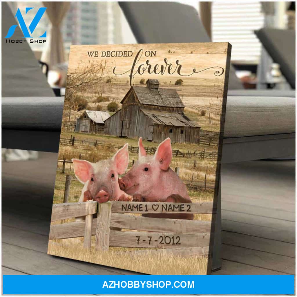 Personaliezd Canvas And Poster, Loving Pigs We Decided On Forever and Date Canvas And Poster, Canvas Painting, Wall Decor Visual Art
