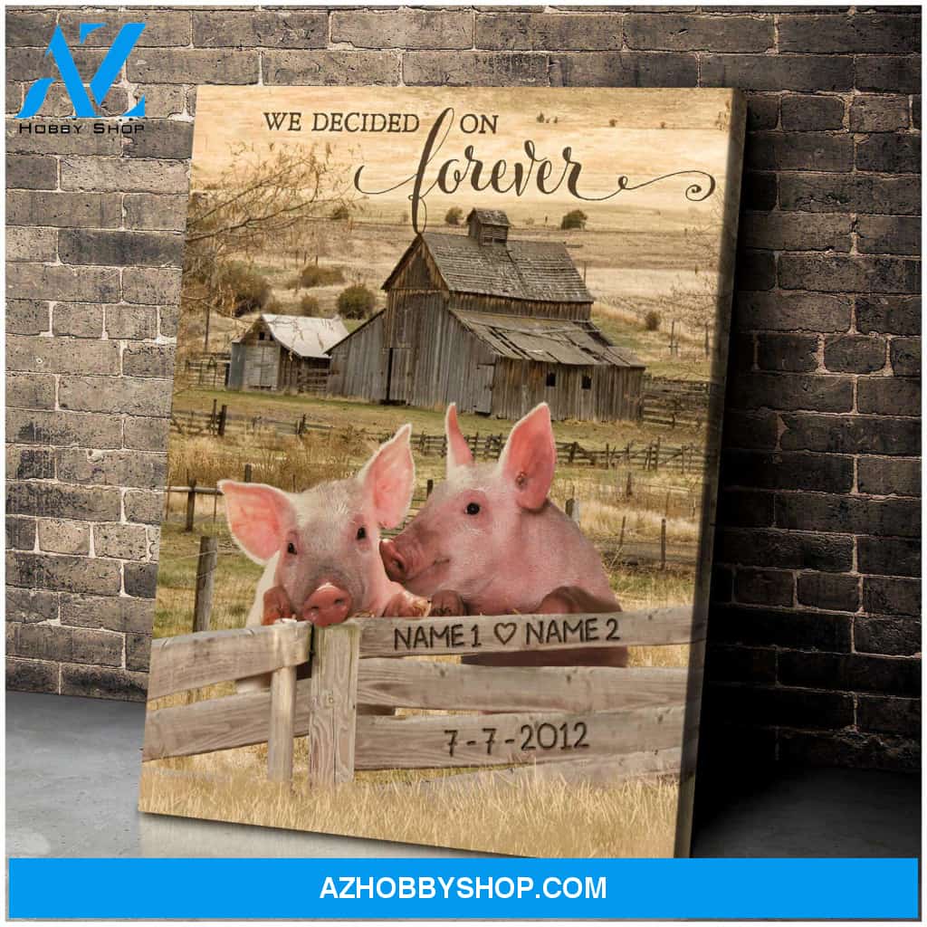 Personaliezd Canvas And Poster, Loving Pigs We Decided On Forever and Date Canvas And Poster, Canvas Painting, Wall Decor Visual Art