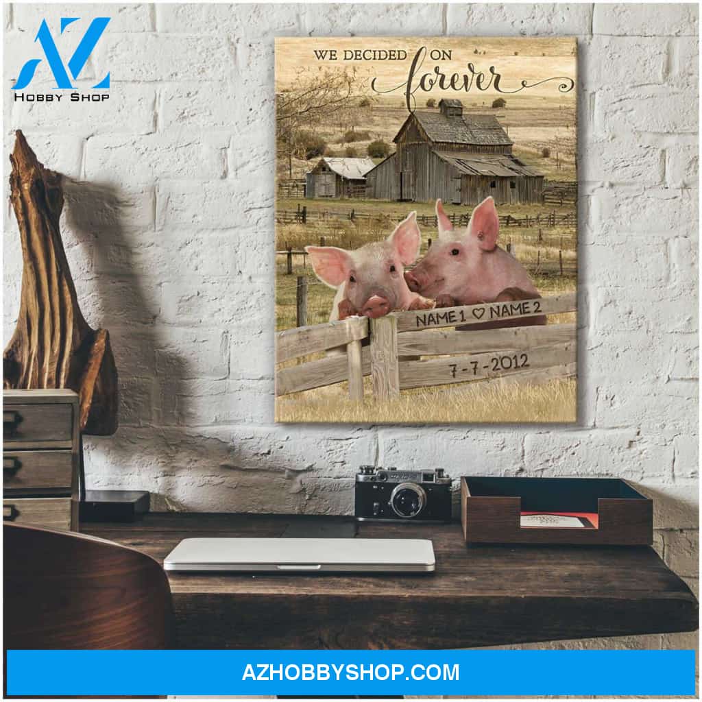 Personaliezd Canvas And Poster, Loving Pigs We Decided On Forever and Date Canvas And Poster, Canvas Painting, Wall Decor Visual Art