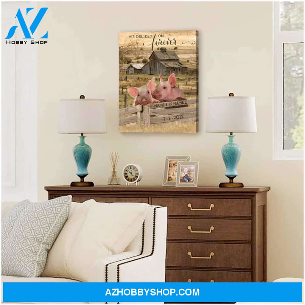 Personaliezd Canvas And Poster, Loving Pigs We Decided On Forever and Date Canvas And Poster, Canvas Painting, Wall Decor Visual Art