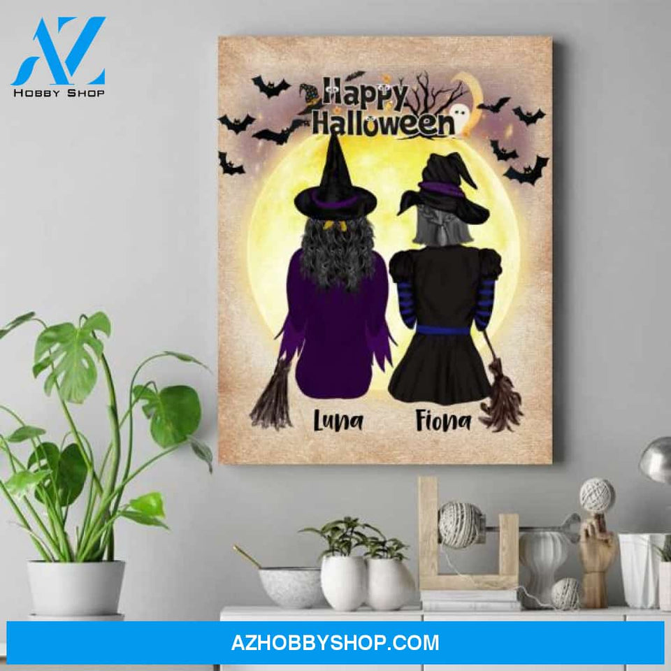 Personalised Witch Canvas Art - Halloween Gifts - Birthday Gift Ideas For Sister