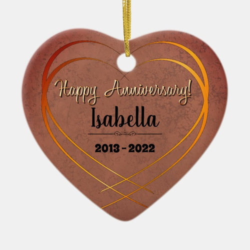 Personalised 9Th Wedding Anniversary Gift Ceramic Ornament