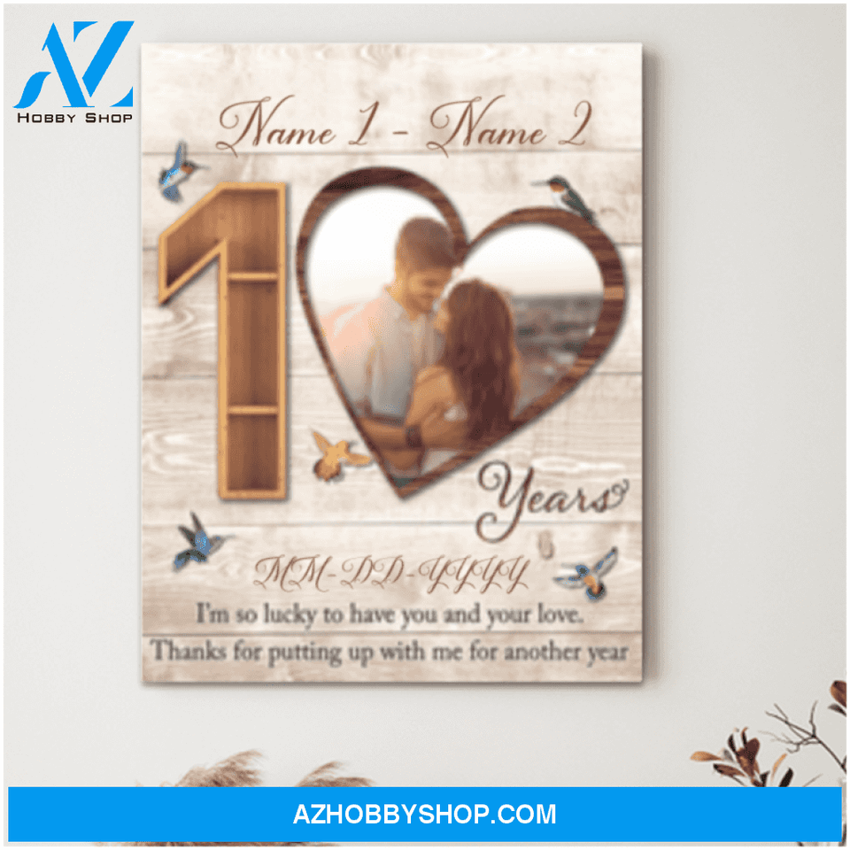Personalized 10 Year Anniversary Gift Romantic Gift For Couple Wall Art