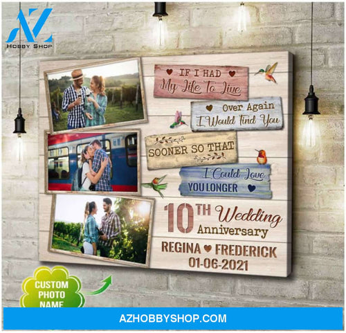 Personalized 10th Wedding Anniversary Gifts Couple Wall Art Canvas Print