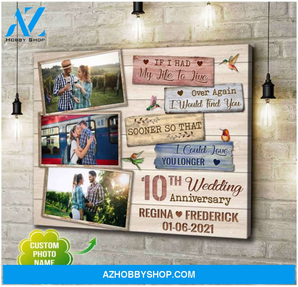Personalized 10th Wedding Anniversary Gifts Couple Wall Art Canvas Print