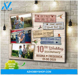 Personalized 10th Wedding Anniversary Gifts Couple Wall Art Canvas Print