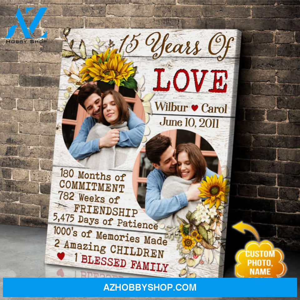 Personalized 15th Wedding Anniversary Gifts Couple Wall Art Canvas Print