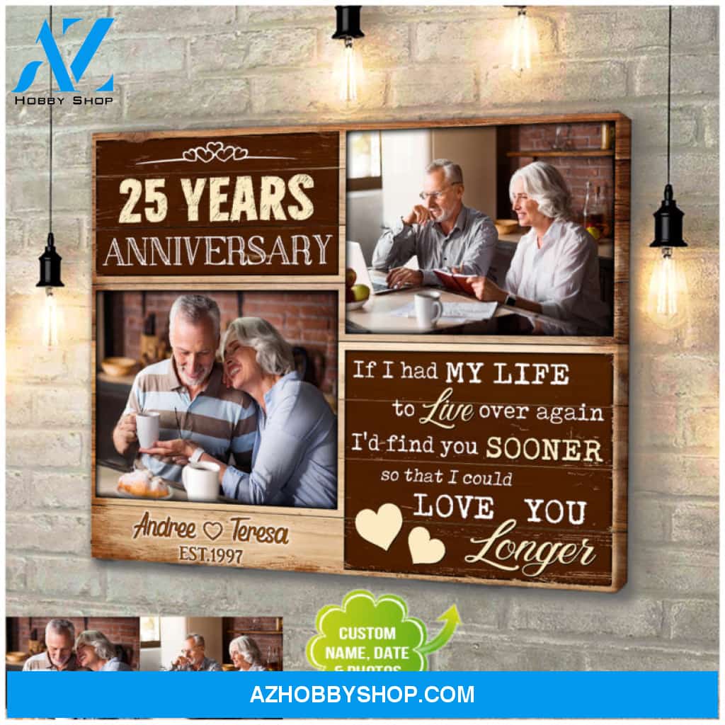 Personalized 25th Wedding Anniversary Gifts Couple Wall Art Canvas Print