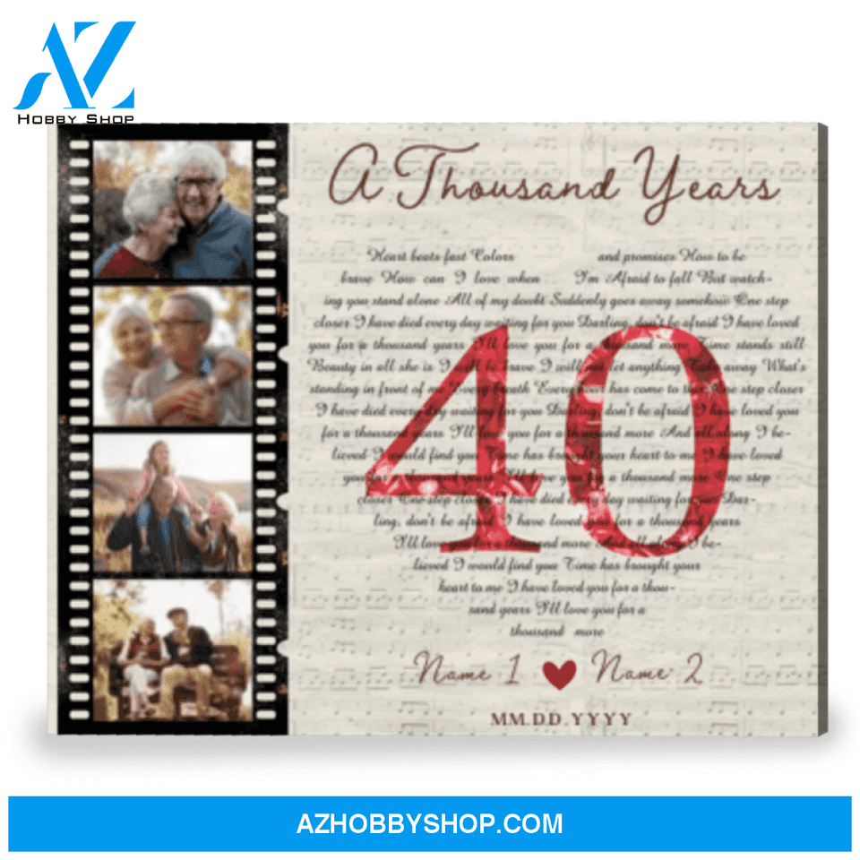 Personalized 40 Year Anniversary Gift Song Lyrics Gift Canvas Print