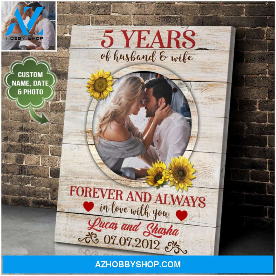 Personalized 5 Year Anniversary Gifts For Couple Custom Photo Canvas Print