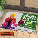 Personalized A Great Tennis Player Couple Custom Name Doormat Welcome Mat