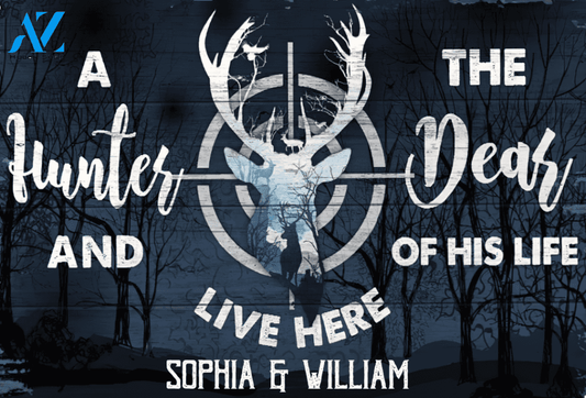 Personalized A Hunter And The Dear Of His Life Live Here Indoor And Outdoor Doormat Gift For Hunting Deer Lovers Decor Warm House Gift Welcome Mat
