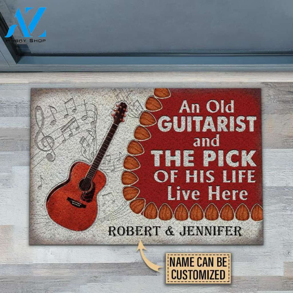Personalized Acoustic Old Couple Live Here Customized Doormat