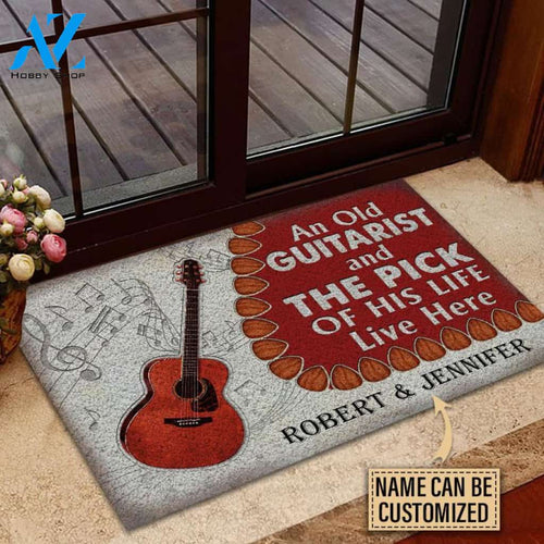 Personalized Acoustic Old Couple Live Here Customized Doormat
