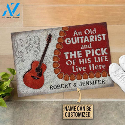 Personalized Acoustic Old Couple Live Here Customized Doormat