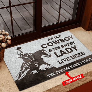 Personalized An Old Cowboy And His Lady Reining Custom Name Doormat Welcome Mat
